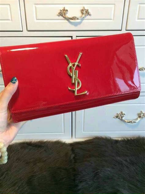 red patent leather ysl clutch|YSL crocodile clutch.